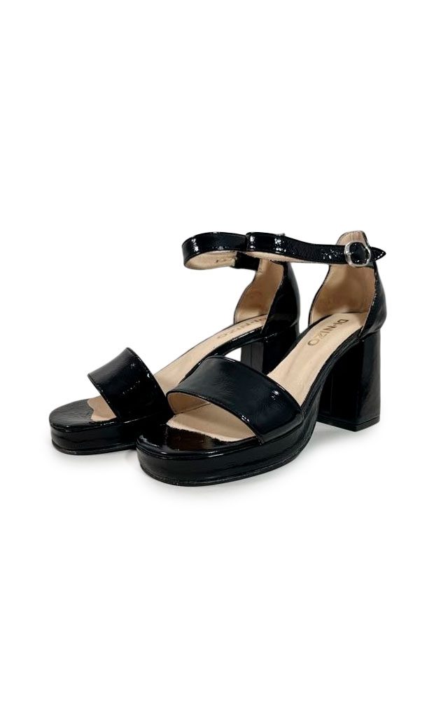 920 – SANDALIA PLATAFORMA Y TACO FORRADO – NEGRO – CHAROL